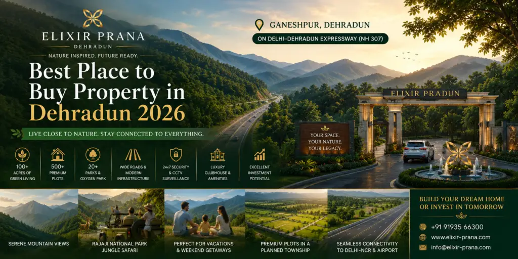 Best Place to Buy Property in Dehradun 2026 | Elixir Prana 1 Best Place to Buy Property in Dehradun 2026, Dehradun real estate, property in Dehradun, Dehradun property investment, real estate investment in Dehradun, plots for sale in Dehradun, residential plots in Dehradun, premium plots in Dehradun, best plots in Dehradun, property investment in Uttarakhand, Delhi–Dehradun Expressway property, plots near Delhi–Dehradun Expressway, second home in Dehradun, second home in Uttarakhand, gated township in Dehradun, integrated township in Dehradun, nature-centric township Dehradun, Elixir Prana, Elixir Prana Dehradun, Elixir Prana plots.